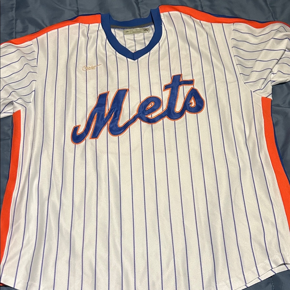 Nike White and Blue Mets Jersey